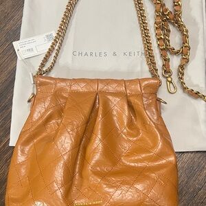 Charles & Keith Brown Quilted Shoulder Bag